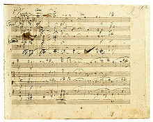 הטיוטה של תווי הנגינה ל 'הפוגה הגדולה' מאת בטהובן.