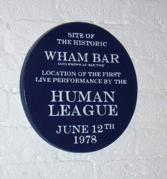 Plaque located in Sheffield Hallam University commemorating the Human League's first live concert