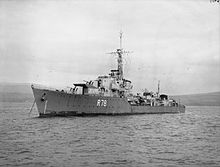 HMS Wessex, seen in 1944, became SAS Jan van Riebeeck in 1950 HMS Wessex.jpg