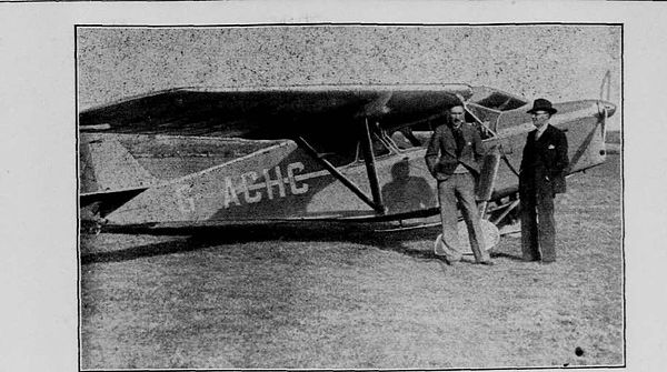 Derwent Hall Caine pictured with his Leopard Moth at Close Lake Airfield, April 1935.