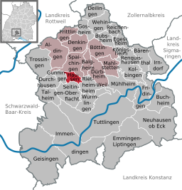 Läget för Hausen ob Verena i Landkreis Tuttlingen