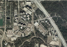 Aerial map of the Compaq headquarters, now the HP USA campus in unincorporated Harris County, Texas HewlettPackardCampusHarrisCoTX.png