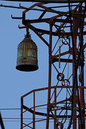 An alarm bell (Ban Zhong 
, Hansho) on top in Japan HinomiYagura 06g4599sx.jpg