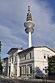 Historischer Bahnhof Hamburg-Sternschanze, im Hintergrund der Heinrich-Hertz-Turm This is a photograph of an architectural monument. It is on the list of cultural monuments of Hamburg, no. 907.