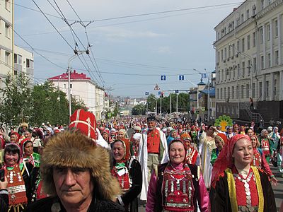 Bashkirs in traditional clothing, Ufa, 2016