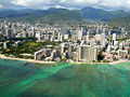 Aerial view of Honolulu (with Halekulani, Sheraton hotels)