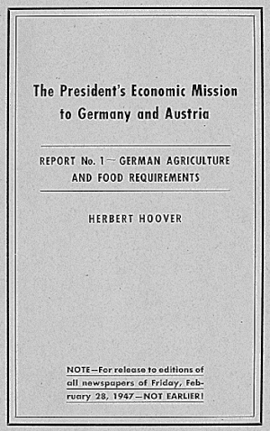 Report No. 1: German Agriculture and Food Requirements Hoover Report 1 Cover Page.gif