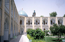 The Mothers Inn caravanserai in Isfahan, that was built during the reign of Shah Abbas II, was a luxury resort meant for the wealthiest merchants and selected guests of the shah. Today it is a luxury hotel and goes under the name of Hotel Abassi. Hotel Shah Abbas Sahn.jpg