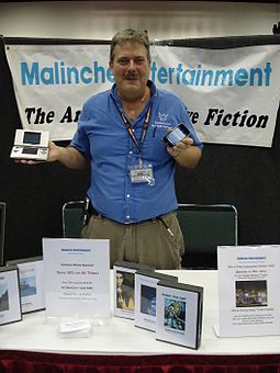 Howard Sherman representing Malinche Entertainment at Gen Con Indy 2008. Howard-Sherman-Malinche-Entertainment.jpg