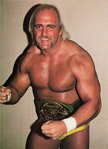 Hulk Hogan pictured in 1985, during his first reign as WWF World Champion, was the biggest WWF star during the 1980s professional wrestling boom. Hulk Hogan, 1985.jpg