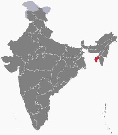 Situation du Tripura sur une carte de l'Inde