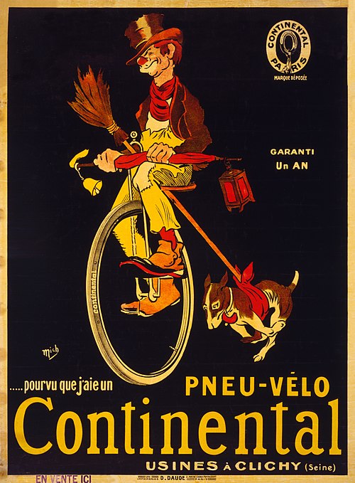 Continental bicycle tire ad, France, circa 1900