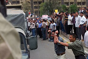 Iraqi citizens protest coalition forces in downtown Baghdad (April 15, 2003) - 4.jpg