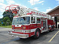 Aerial 1 serving the Jackson Fire Department, KY. 1988 Pierce Arrow 105' canopy cab