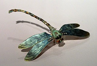 Green dragonfly brooch