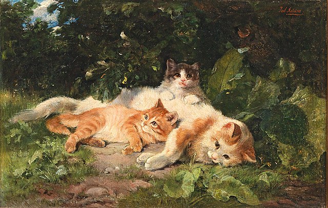 640px-Julius_Adam_-_Cat_with_her_Kittens.jpg (640Ã406)