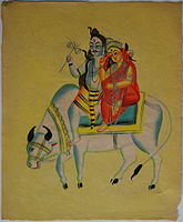 Shiva and Parvati on the bull Nandi.