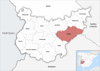 Die Lage der Comarca Castuera in der Provinz Badajoz