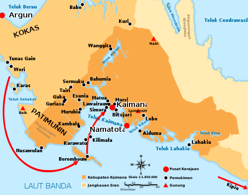 Map of the kingdom of Kaimana on the Bomberai Peninsula