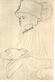 Klimt - Bildnisstudie mit hohen Hut und liegender Frau.jpg