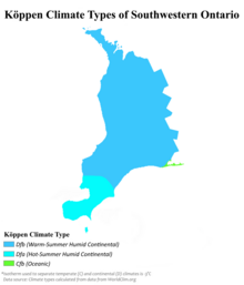 Koppen Climate Map of Southwestern Ontario KoppenSWOntario.png