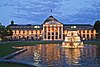 Kurhaus portal with cascade fountain on bowling green