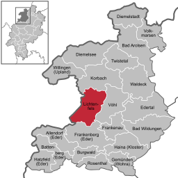 Läget för Lichtenfels i Landkreis Waldeck-Frankenberg