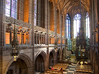 The Lady Chapel de la Catedral de Liverpool, diseñada por Giles Gilbert Scott y supervisada por G F Bodley.