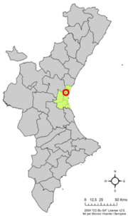 Localização do município de Vinalesa na Comunidade Valenciana