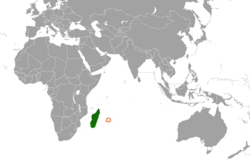 Peta yang menunjukkan lokasi dari Madagaskar, Mauritius