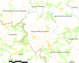 Mapa obce Saint-Pierre-de-Fursac