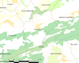 Mapa obce Reugney