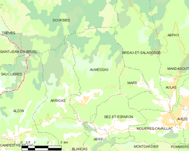 Mapa obce Aumessas