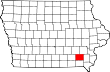 Harta statului Iowa indicând comitatul Jefferson