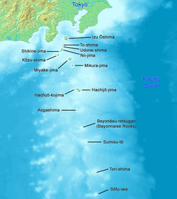 Izu Adaları'nın Japonya'daki konumu