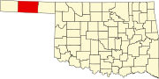 Texas County map Map of Oklahoma highlighting Texas County.svg