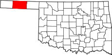 Map of Oklahoma highlighting Texas County.svg