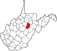 Map of Zapadna Virdžinija highlighting Upshur County