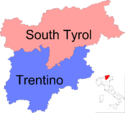 Mapa regionu Trentino-Jižní Tyrolsko, Itálie, s provinces-it.png