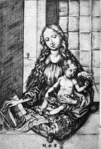 Martin Schongauer - Die Madonna mit dem Papagei (L 37).jpg