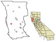 Comitatul Mendocino California Zonele încorporate și necorporate Comptche Evidențiat 0615030.svg