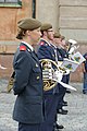 * Nomination Military orchestra in front of the Stockholm Palace - french horn player --Kritzolina 09:45, 8 September 2019 (UTC) * Decline  Oppose For a group photo, the depth of field is far too low. In addition, the visitor disturbs in the background. Something like that could easily be avoided. --Steindy 13:29, 13 September 2019 (UTC)