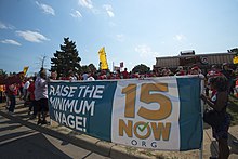 Protest calling for raising the Minneapolis minimum wage to $15/hour. September 12, 2016 Minimumwage demonstration.jpg