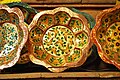 Copper plate with monarch butterflies painted on it on display in Santa Clara del Cobre, Michoacan