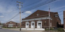 The main entrance of Morgantown High School, established in 1883 Morgantown High School in Morgantown, West Virginia LCCN2015631561.tif