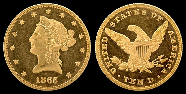 Image: NNC US 1865 G$10 Liberty Head (new style)