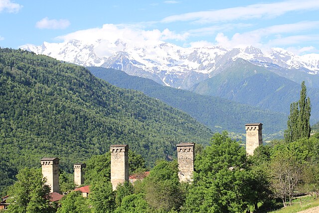 Northwestern Georgia is home to the medieval defensive Svan towers of Ushguli and Mestia.