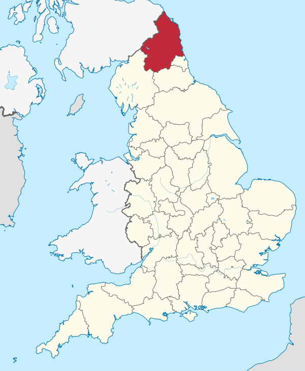 Northumberland (ceremonial county) in England.svg