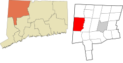 Sharon's location within the Northwest Hills Planning Region and the state of Connecticut