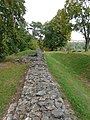 ORL 40 Osterburken Annexkastell Südmauer, Blick vom südwestlichen Eckturm auf den Zwischenturm